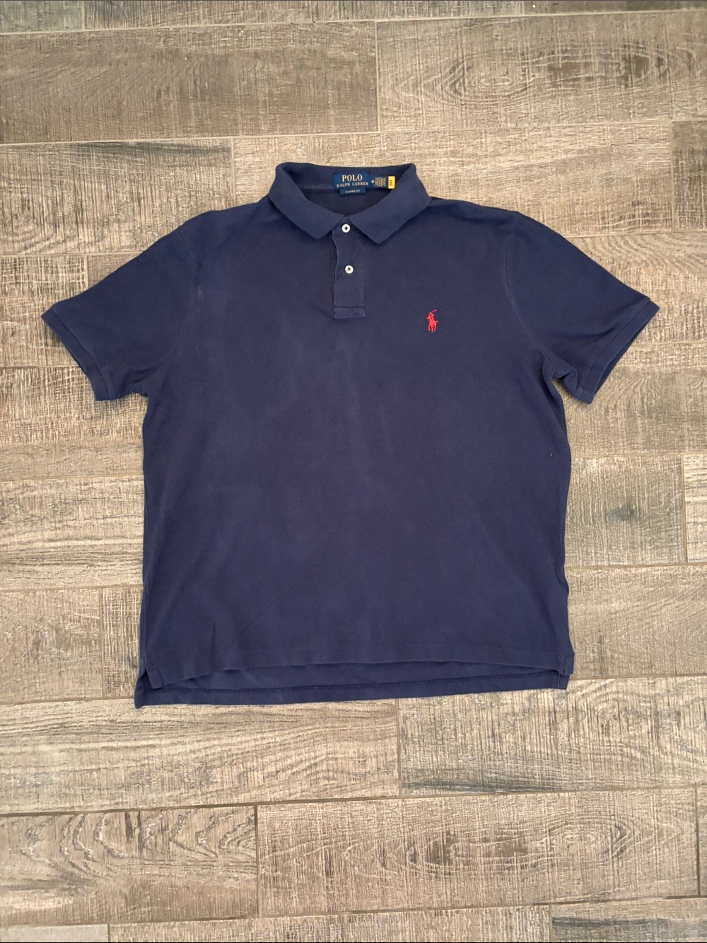 Ralph Lauren Navy Polo Shirt with Red Logo Men’s Medium